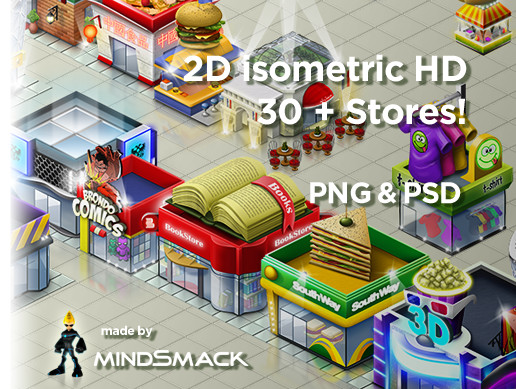 unity建筑 2D Isometric Store Buildings HD