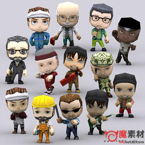 3D多变人物模型Chibi People Males