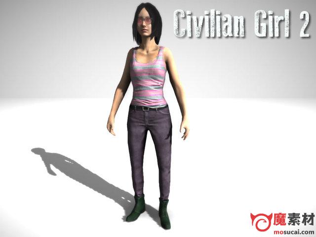 3D女孩模型资源Civilian Girl 2 v1.1