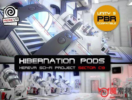 unity 3D VR科幻宇宙飞船休眠仓场景环境资源包下载Hibernation Pods – SC19 – HereVR Sci-Fi Project