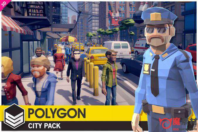 一款低多边形城市资源包POLYGON – City Pack v1.1