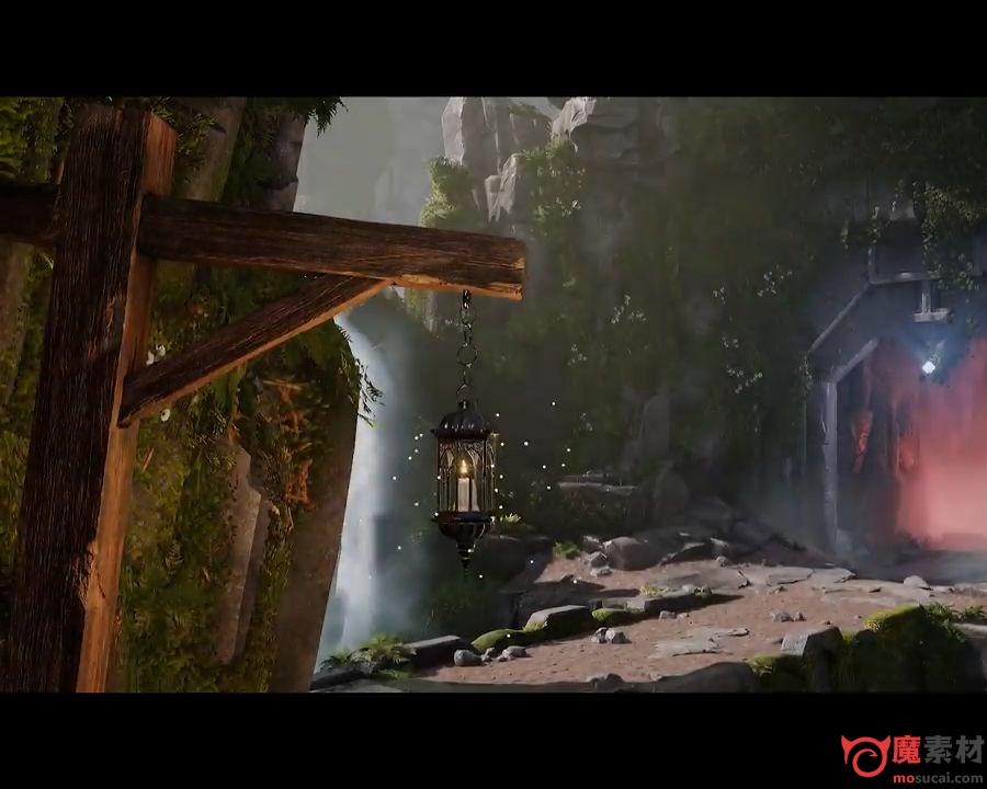 UE4虚幻4 中世纪魔幻游戏瀑布山洞悬崖场景