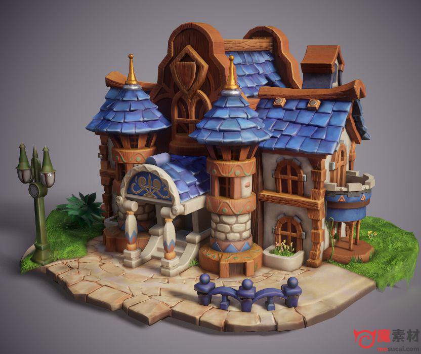 3D卡通风格化房子 Stylized house